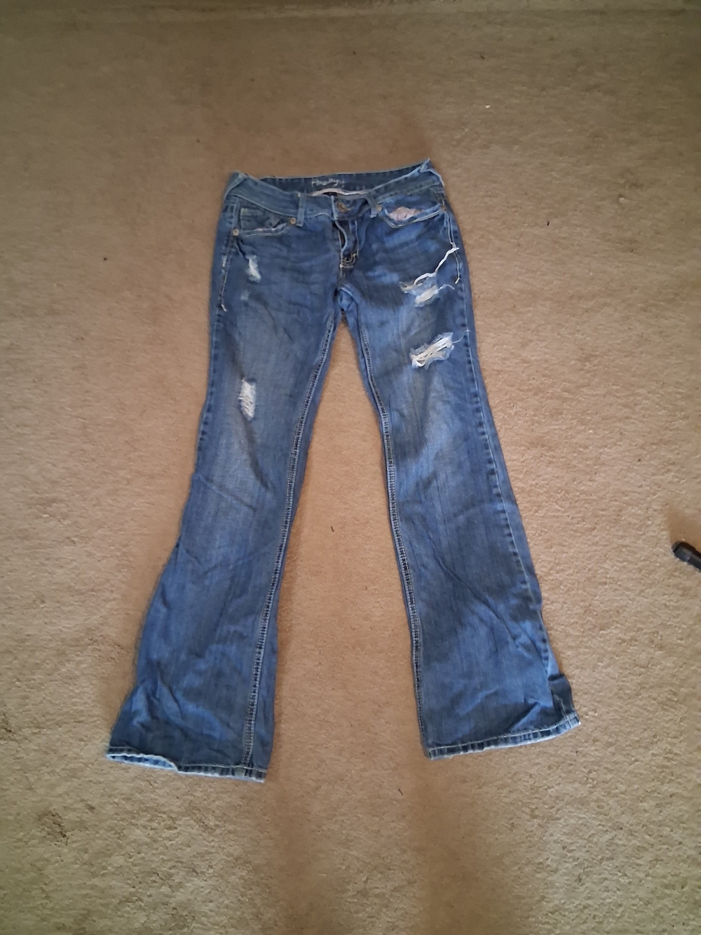 Amethyst Jeans Distressed Blue Flare Jeans